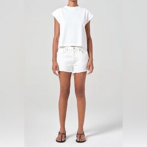 AGOLDE (26) Parker Vintage Cut Off Short White